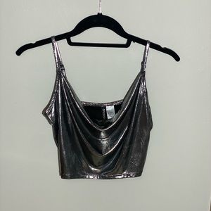 Silver metallic tank top